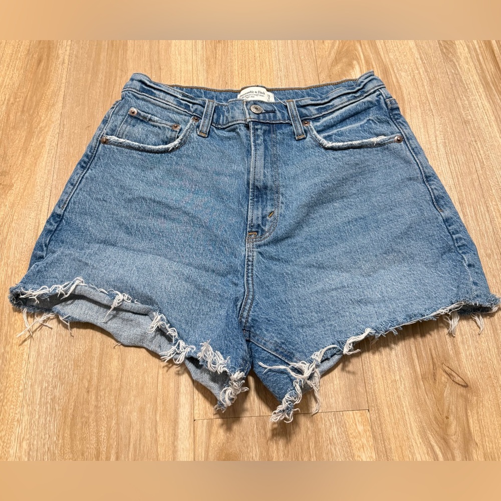 Abercrombie & Fitch Blue Jean Shorts with Frayed Hem